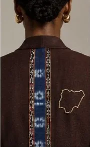 Back: the outline of Nigeria, embroidered